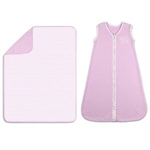 Sleep Sack & Blanket by The Peanushell in Lilac Striped Set